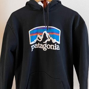 Patagonia Logo Pullover Hoodie - Black, Size XL - Mountain Logo Pullover XL Hood
